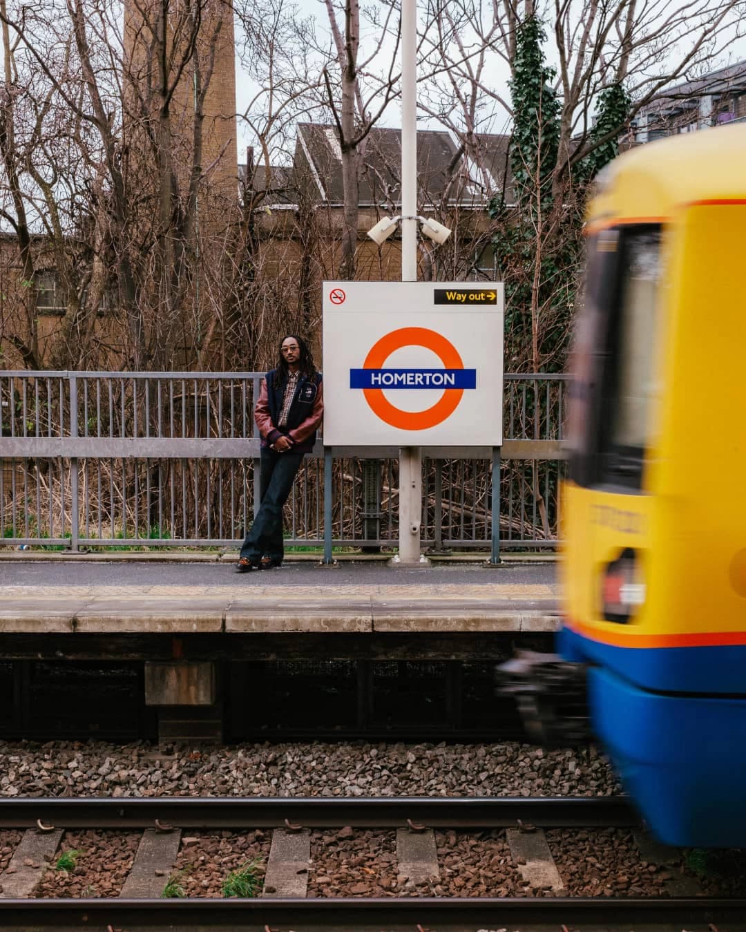 Seye at Homerton station, photographed by Simply Good Studio