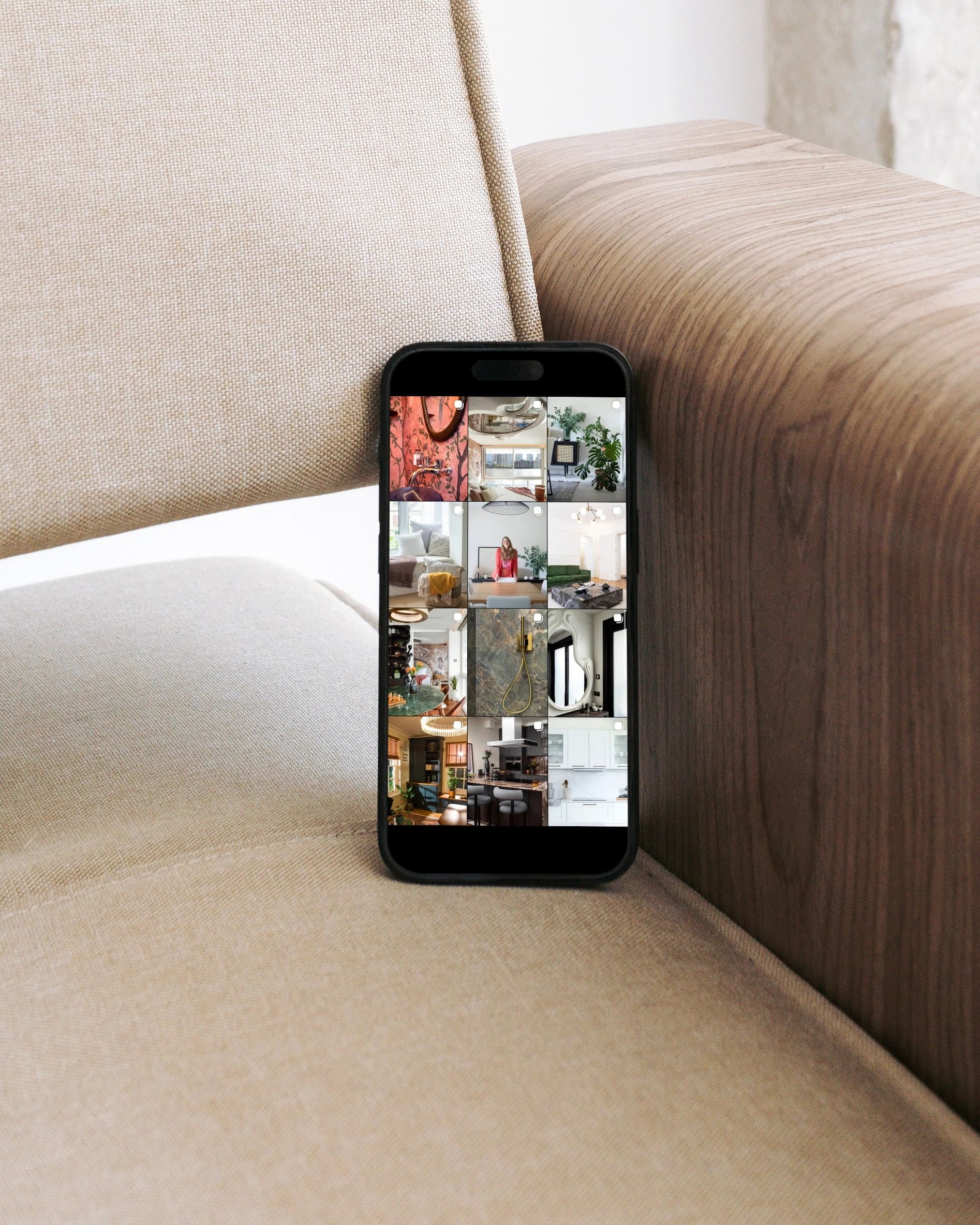 Arna Interior Design's Instagram grid on a phone