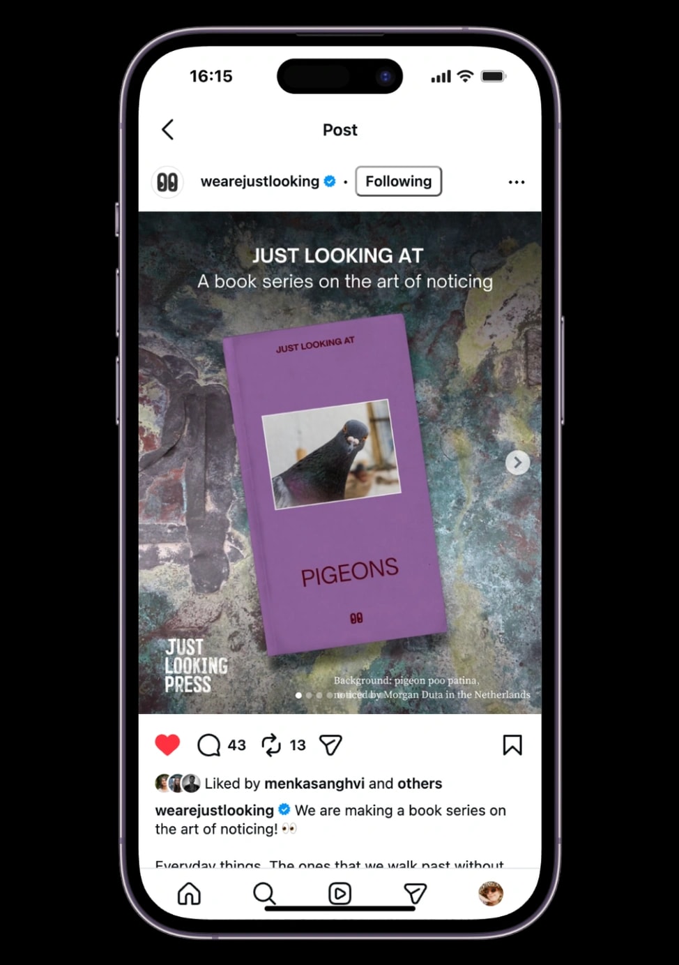 A Just Looking post announcing Just Looking At, a book series on the art of noticing