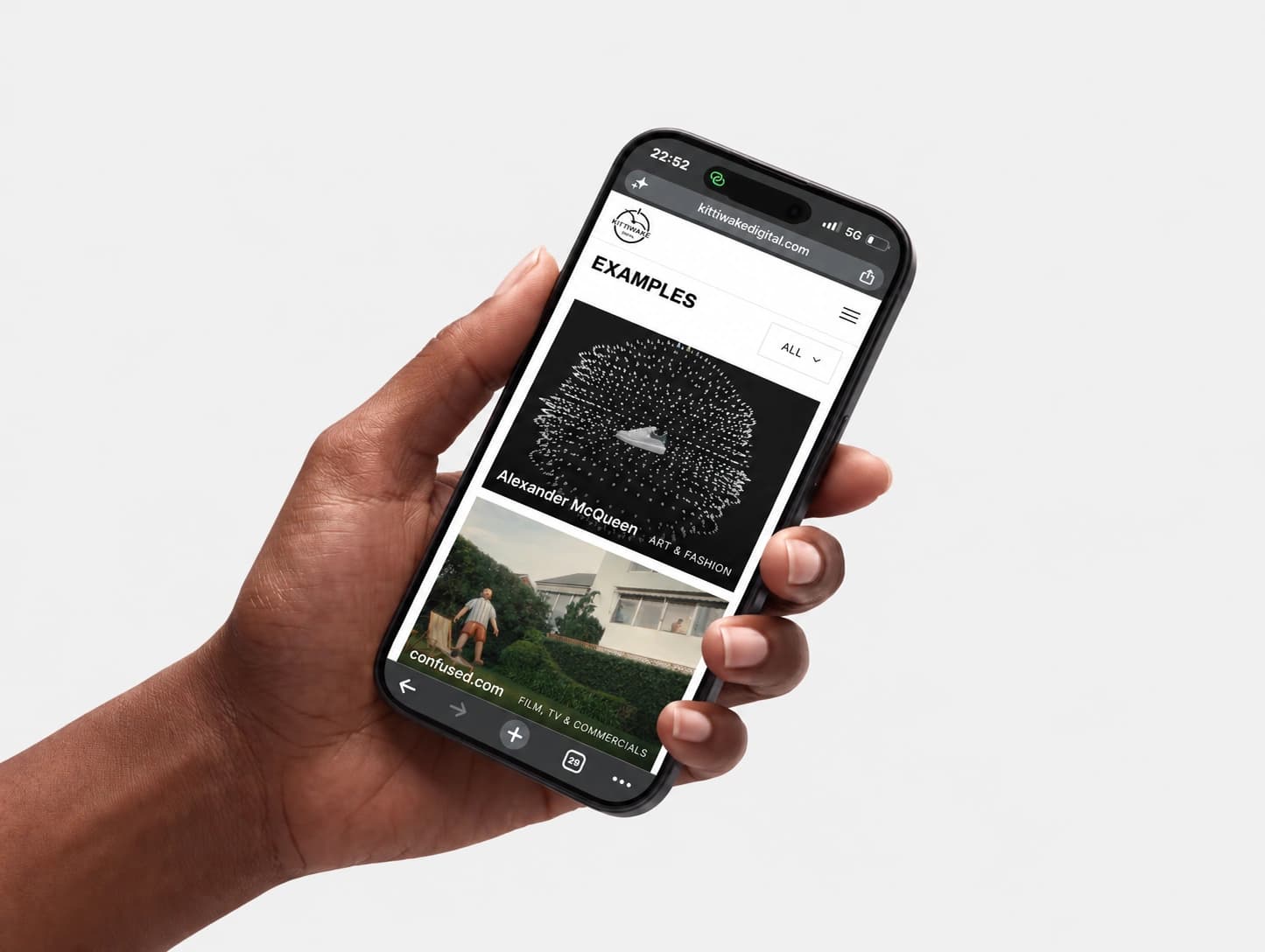 The Kittiwake Digital website on a phone