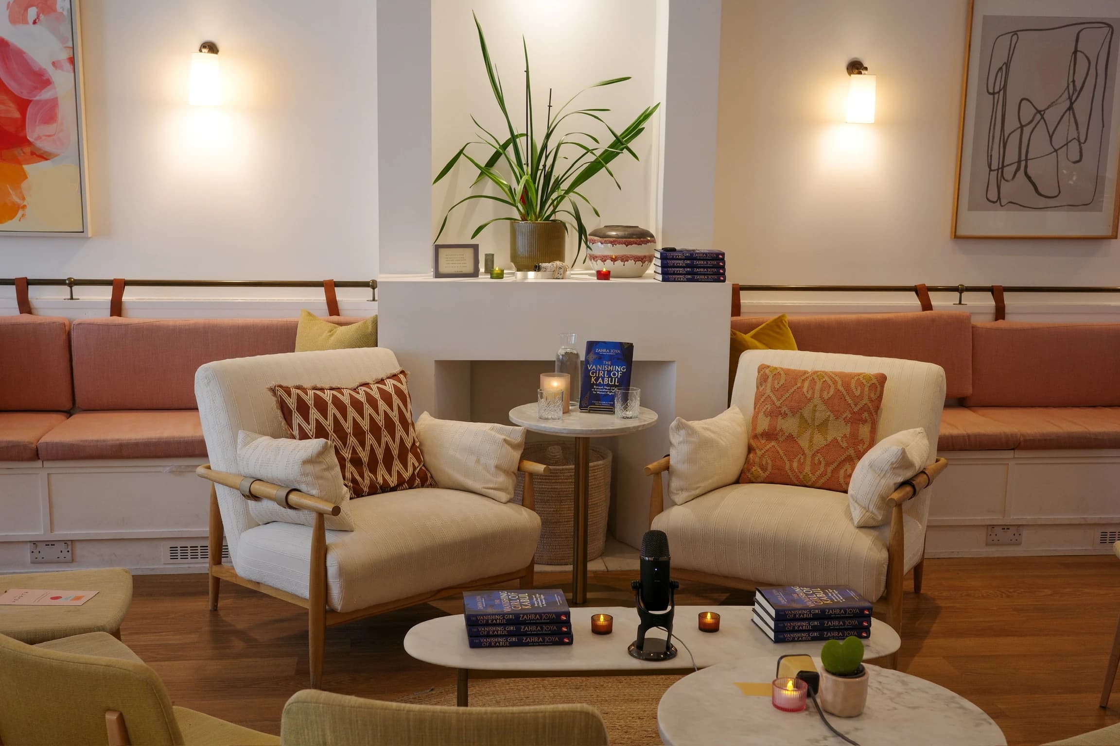 The room set for a book launch at The Hearth
