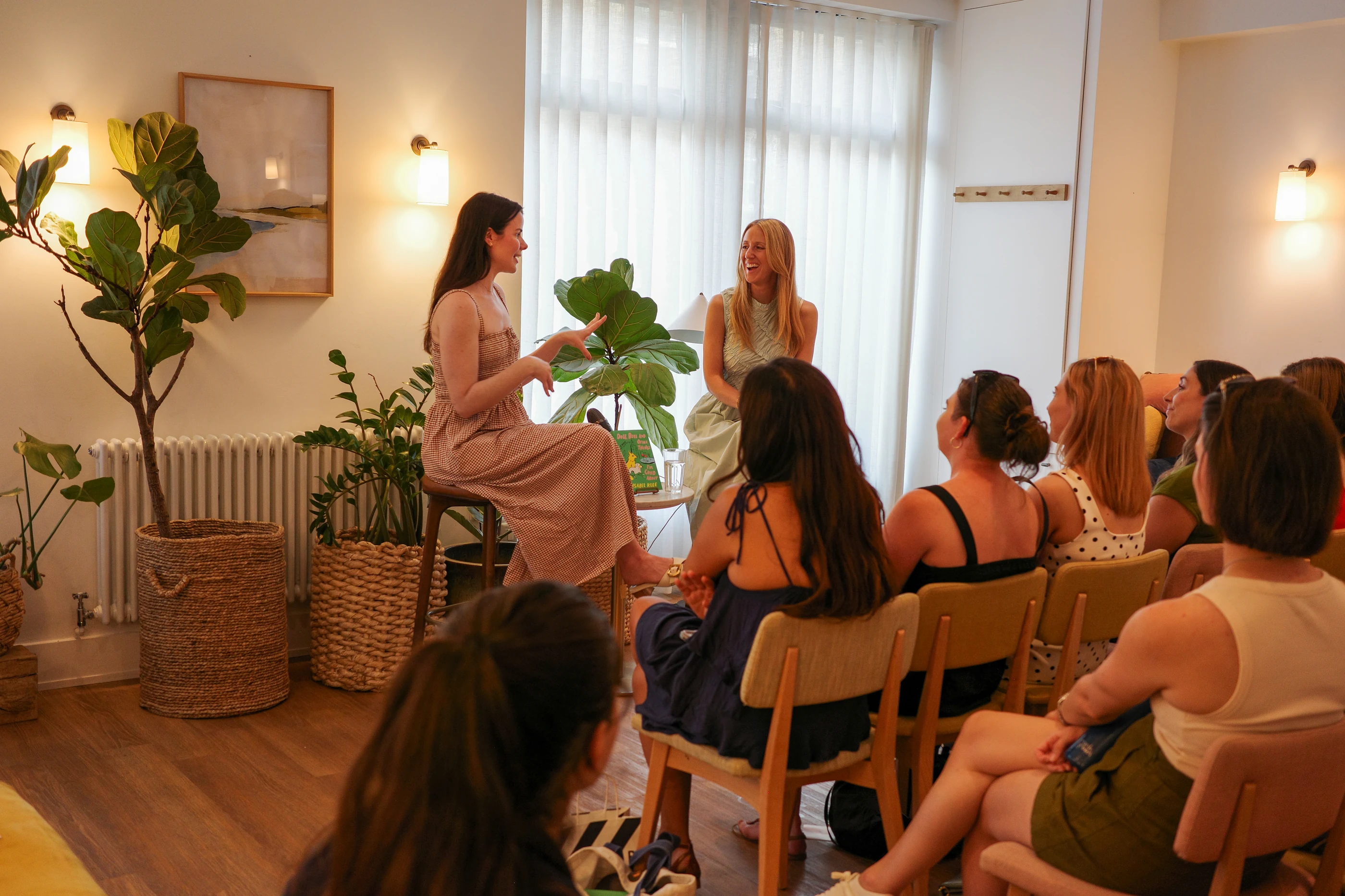 A talk at The Hearth, seen from the back of the room