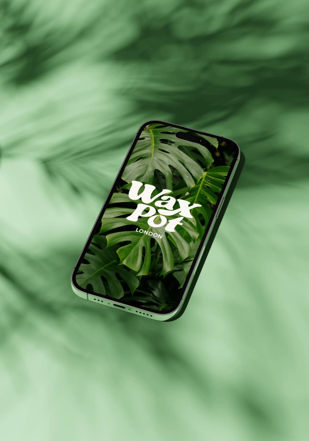 The Wax Pot London brand mark on a phone screen